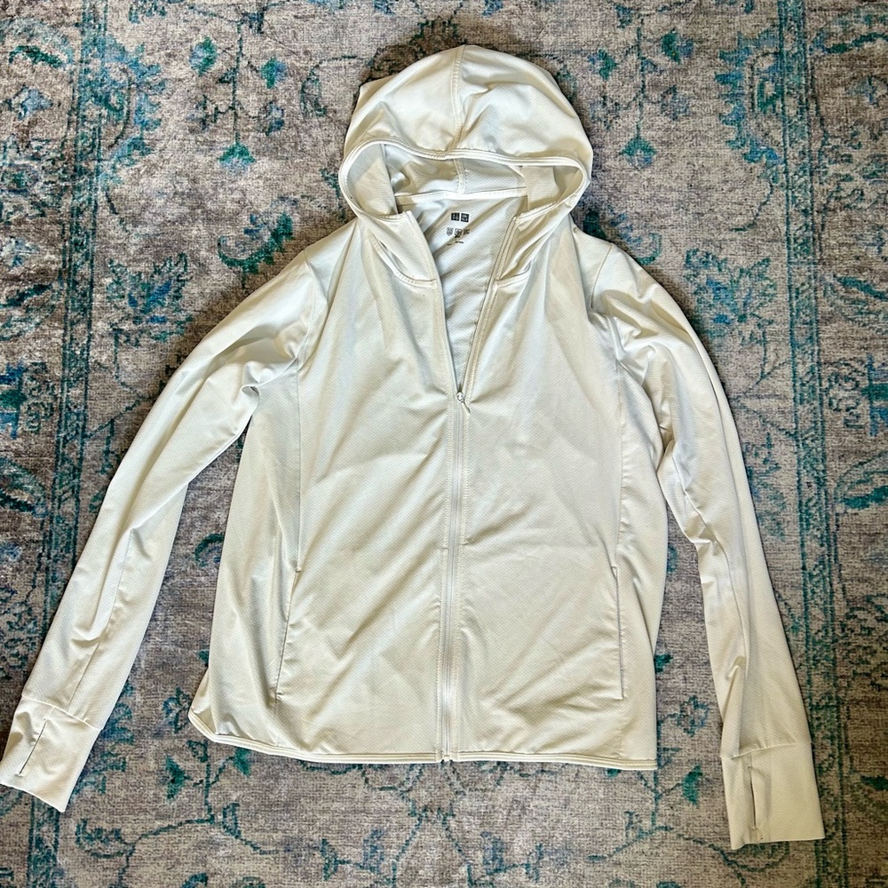 Uniqlo White lightweight zip up hoodie